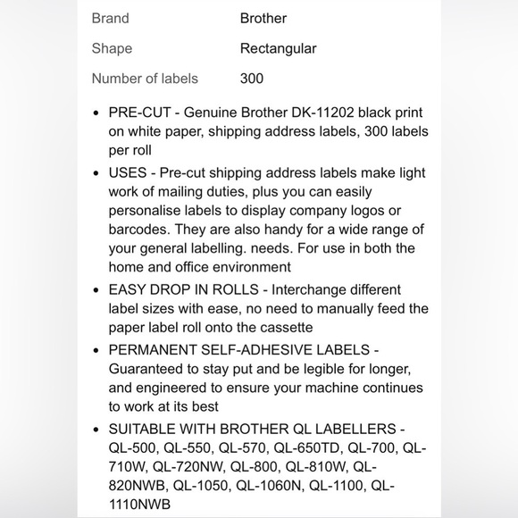 Brother DK-11202 White Shipping Labels - Picture 4 of 7